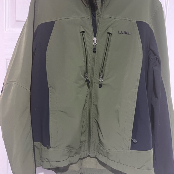 L.L. Bean Olive/Black Polyester Full Zip Windproof Softshell Jacket Men’s M VGC - Picture 8 of 13
